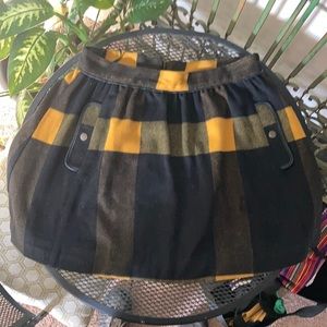 Free People Wool Plaid Mini Skirt